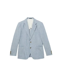 Reiss Men's Linen-Twill Single-Breasted Tailored-Fit Blazer