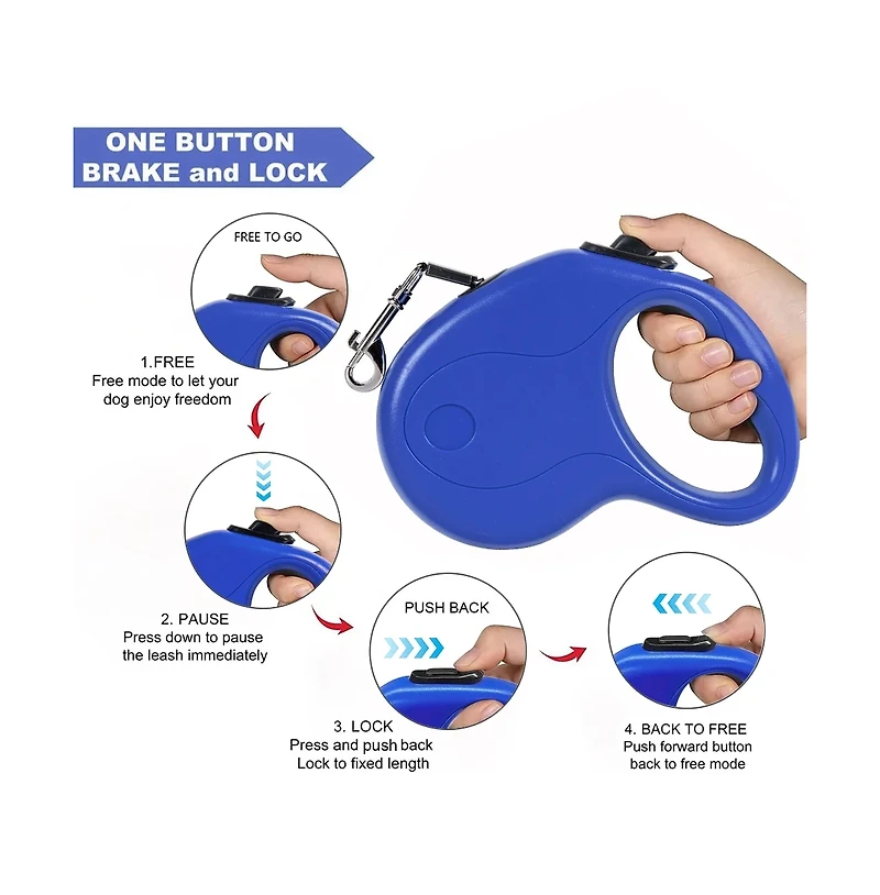 Cowin Retractable Dog Leash 16ft Pet Walking Leash with Anti-Slip Handle Hand Brake