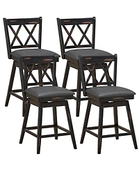 Gymax Set of Barstools Swivel Counter Height Chairs with Rubber Wood Legs