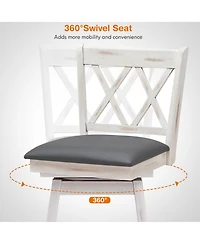 Gymax Set of Barstools Swivel Bar Height Chairs with Rubber Wood Legs