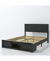 Lucky One Queen Bed Frame with Upholstered Headboard and Wood Platform