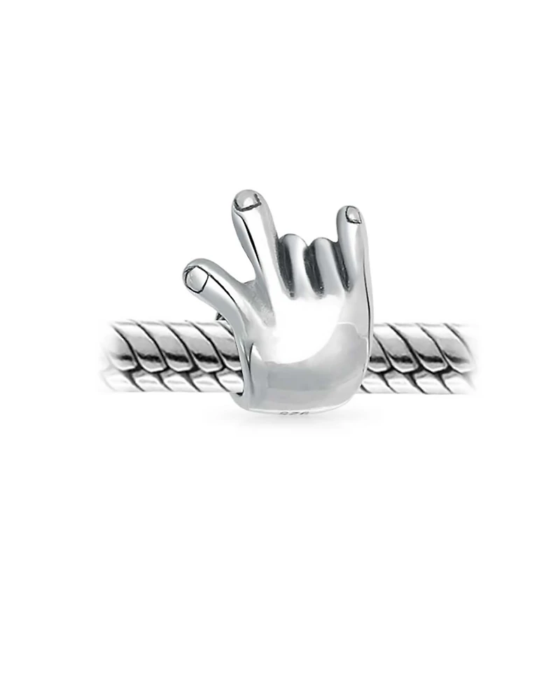 Bling Jewelry I Love You Hand Sign Symbol Charm Bead .925 Sterling Silver for Bracelet