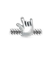 Bling Jewelry I Love You Hand Sign Symbol Charm Bead .925 Sterling Silver for Bracelet
