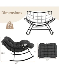 Gouun Oversized Egg Papasan Rocking Chair with Thick Cushion