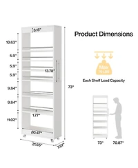 Tribesigns 73" Tall Slim Storage Cart on Wheels, 7-Tier Narrow Pantry Cabinet, Rolling Skinny Spice Rack Organizer Next to Fridge