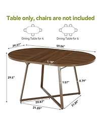 Tribesigns 59-Inch Oval Dining Table, Kitchen Table with Metal Cross Base, Modern Dining Table Seats 4-6