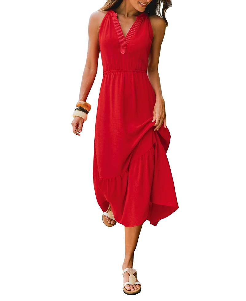 Cupshe Women's Under the Setting Sun Red Maxi Beach Dress