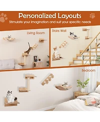 Cozito Cat Wall Furniture Set of 4 with Hammock and Perch