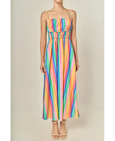 English Factory Women's Rainbow Stripe Sleveless Maxi Dress