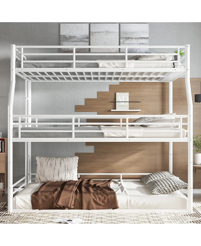 Streamdale Furniture Metal Triple Bunk Bed With Rails