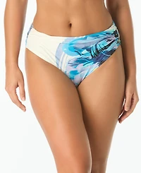 Carmen Marc Valvo Women's High-Waist Shirred Swim Bottoms