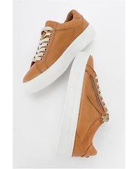 Forever & Always Shoes Women's Beryl Leather Zip Sneaker