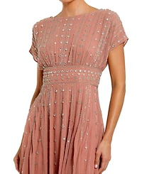 Mac Duggal Women's Embellished Beaded Georgette Blouson A-Line Midi Dress