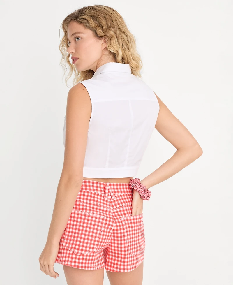 Good American Women's Cotton-Blend Sleeveless Button-Up Top, Created for Macy's