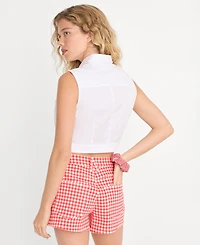 Good American Women's Cotton-Blend Sleeveless Button-Up Top, Created for Macy's