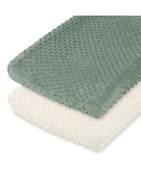 The Peanutshell Minky Dot Sage Ultra Soft Baby Mat Cover for Boys and Girls, 2 Pack