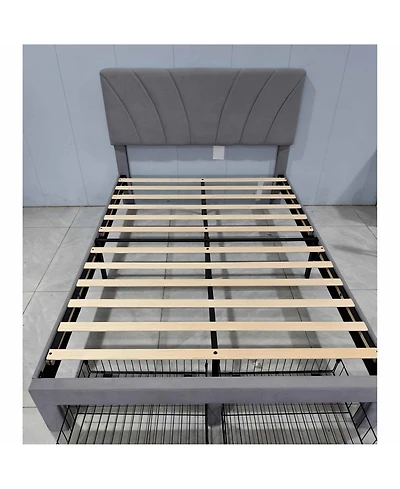 Homfan Bed Frame with Adjustable Headboard