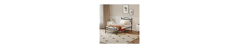 Homfan Sturdy Metal Platform Bed Frame with Headboard