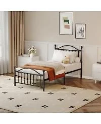 Homfan Sturdy Metal Platform Bed Frame With Headboard Stable Mattress Foundation Noise Free Easy Assembly