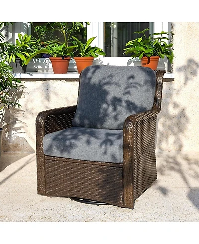 Tribesigns Outdoor Wicker Swivel Chair, Patio Rattan Rocking Chair with Cushions, 360 Degree Swivel Patio Chair