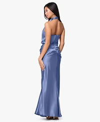 Betsy & Adam Women's Long Charm Halter Neck Dress