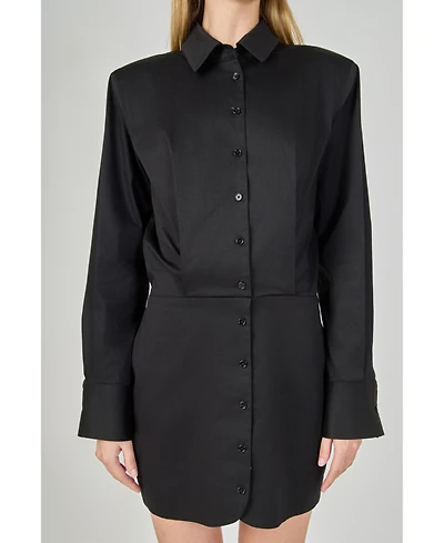 endless rose Women's Button Up Long Sleeve Dress