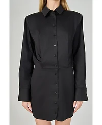 endless rose Women's Button Up Long Sleeve Dress