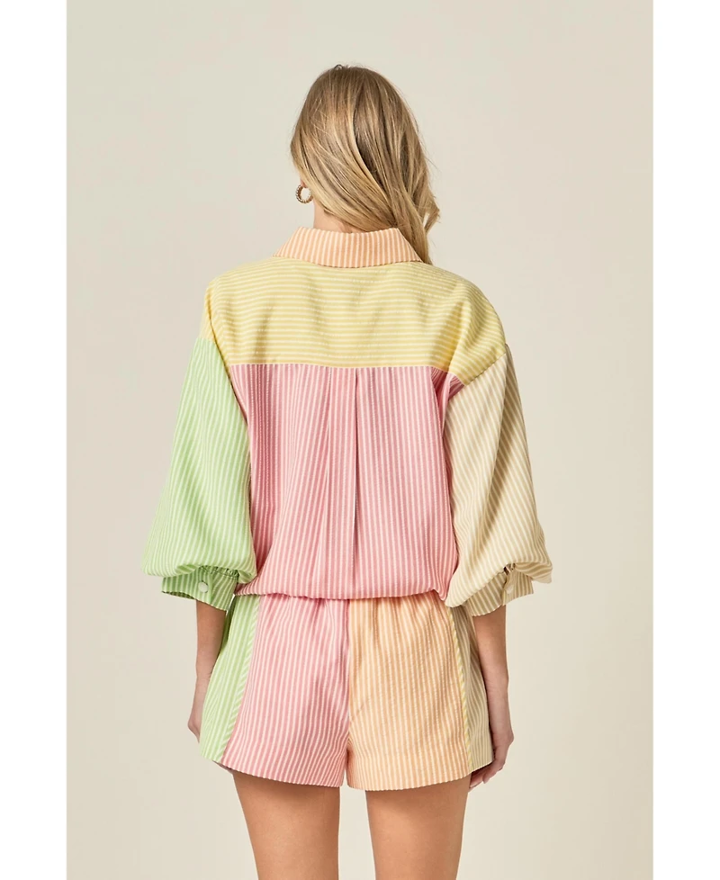 English Factory Women's Striped Colorblock Shirt