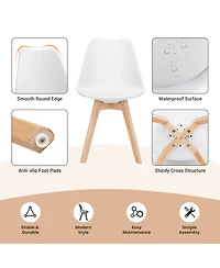 Gouun Mid-Century Modern Dining Chairs Set of 4 with Pu Cushion and Beech Wood Legs, 21.5x19x33 in
