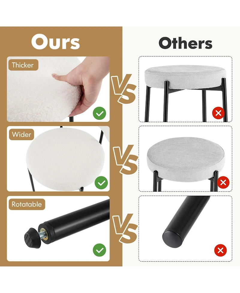 Gouun Boucle Dining Chairs Set of 4 with Curved Backrest and Metal Legs, 20.5x20.5x31 in