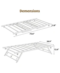 Homfan Pop Up Trundle Bed Frame with Metal Slats, Locking Casters and Folding Legs