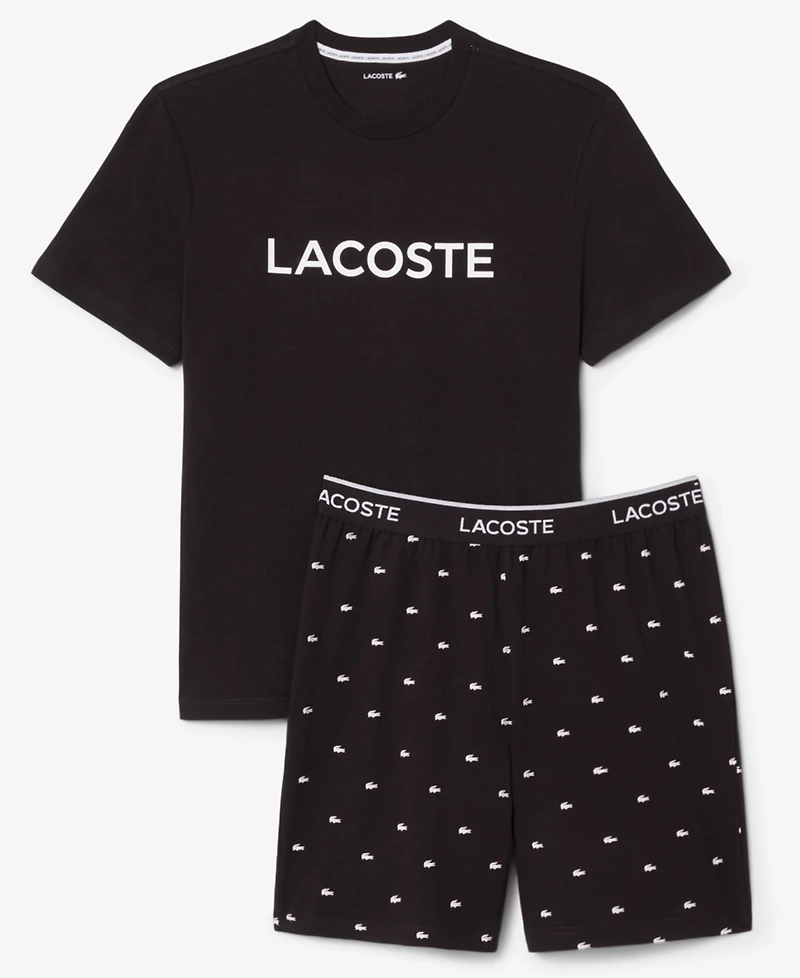 Lacoste Men's Crewneck T-Shirt and Pajama Shorts, 2-Piece Set