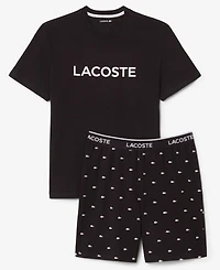 Lacoste Men's Crewneck T-Shirt and Pajama Shorts, 2-Piece Set