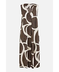 Yumi Women's Sleeveless V-Neck Trapeze Midi Dress