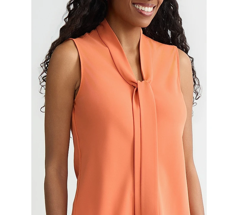 Kasper Women's Solid Sleeveless Tie-Neck Blouse