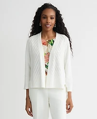 Kasper Women's Pointelle Open-Front Cardigan Sweater
