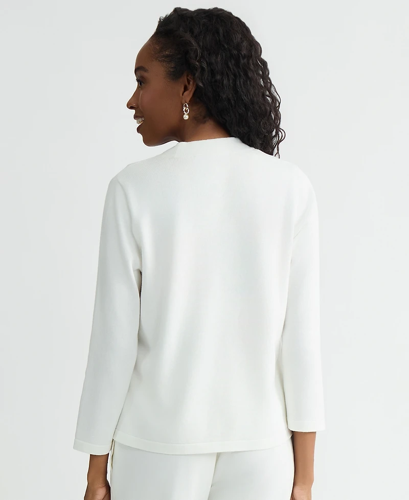 Kasper Women's Pointelle Open-Front Cardigan Sweater