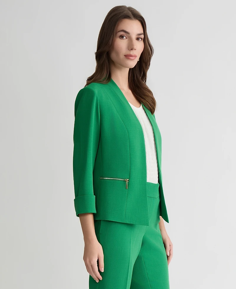 Kasper Women's Zip-Pocket 3/4-Sleeve Blazer, Regular & Petite
