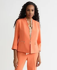 Kasper Women's Zip-Pocket 3/4-Sleeve Blazer