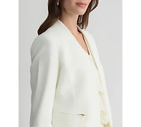 Kasper Women's Collarless 3/4-Sleeve Zip-Pocket Jacket