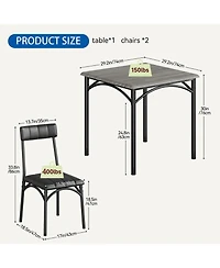 gaomon 2-Piece Wooden Dining Set with Upholstered Chairs, Square Kitchen Table for Small Spaces and Apartments