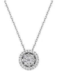 Diamond Cluster Halo Pendant Necklace (1/4 ct. t.w.) in 14k White Gold