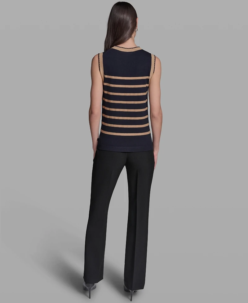 Karl Lagerfeld Paris Women's Sleeveless Stripe Sweater
