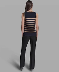 Karl Lagerfeld Paris Women's Sleeveless Stripe Sweater