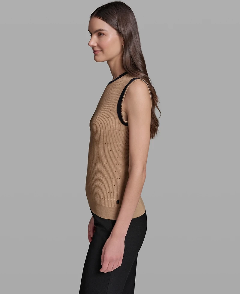 Karl Lagerfeld Paris Women's Crewneck Sleeveless Sweater