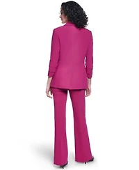 Karl Lagerfeld Paris Womens 3 4 Sleeve Shoulder Padded One Button Blazer V Neck Sleeveless Geometric Blouse Mid Rise Flare Pants