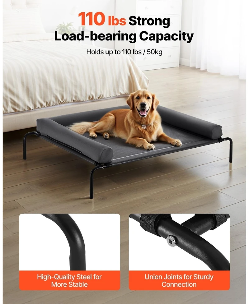 Gouun Elevated Dog Bed for Large Dogs with Washable Pillow and Breathable Mesh