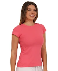 24seven Comfort Apparel Women's Ribbed Knit Short-Sleeve Top