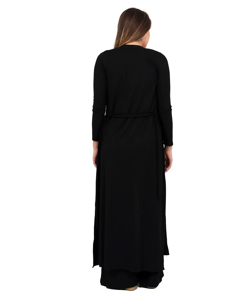 24seven Comfort Apparel Women's Long-Sleeve Jacket and Wide-Leg Pant Set