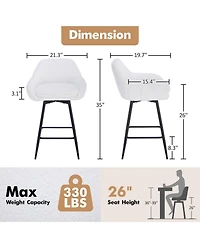 gaomon Counter Height Bar Stools Set of 2, 360degree Swivel Upholstered Barstools for Kitchen Island